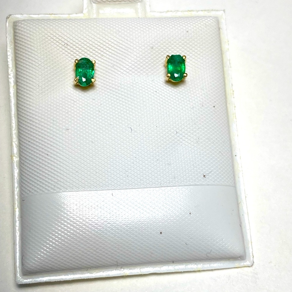 Colombian oval cut emerald earrings